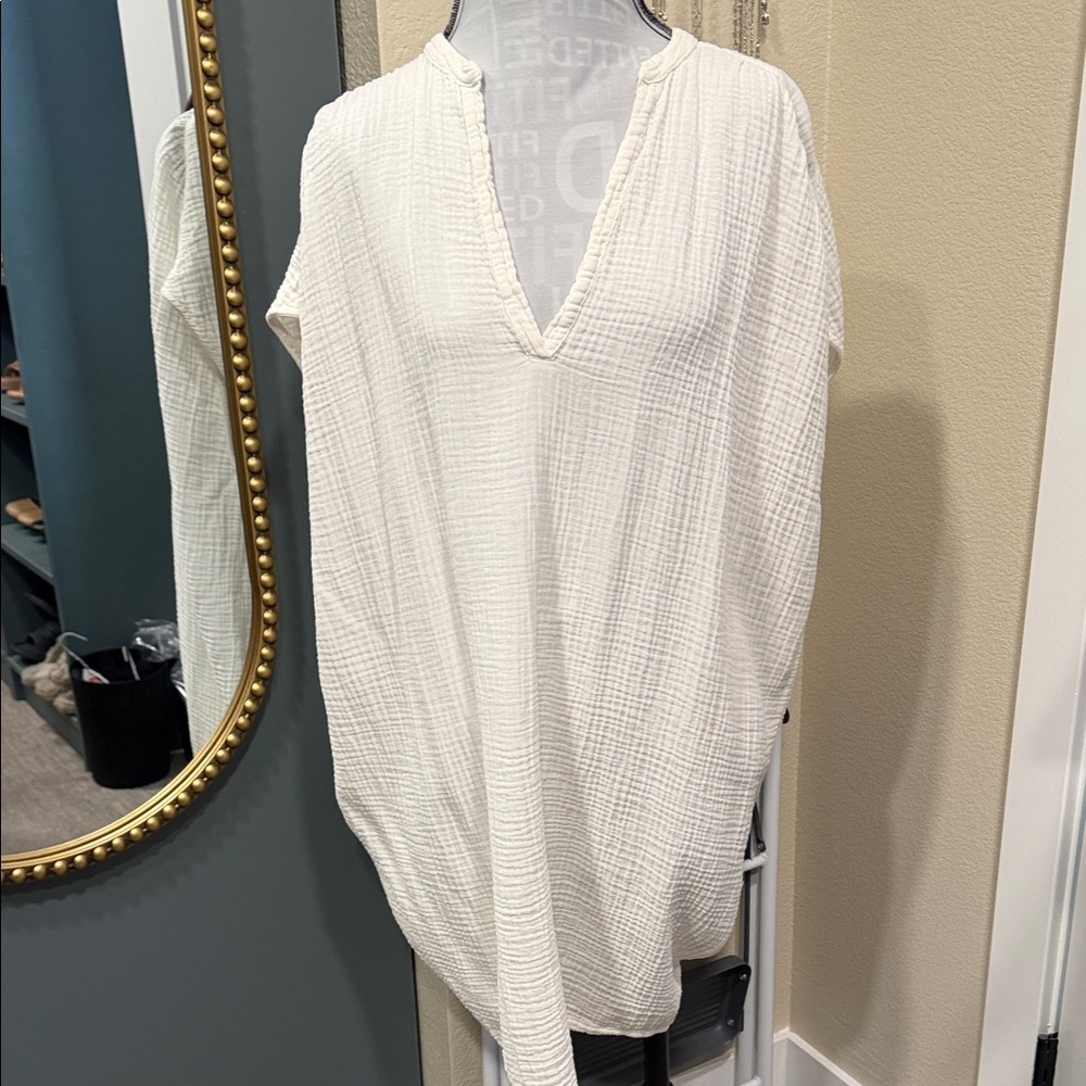 Lacausa off-white gauze cover up lounge dress large